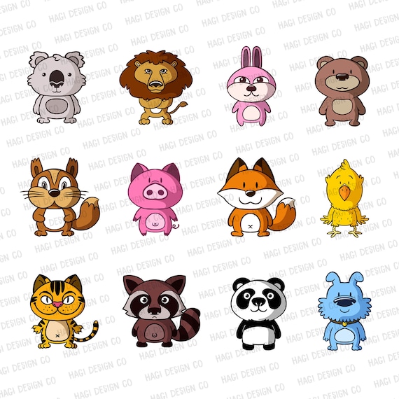 Animal Cliparts Cute Cartoon Animal Character Images - Etsy Australia Animal Cliparts Cute Cartoon Animal Character Images - Etsy Australia
