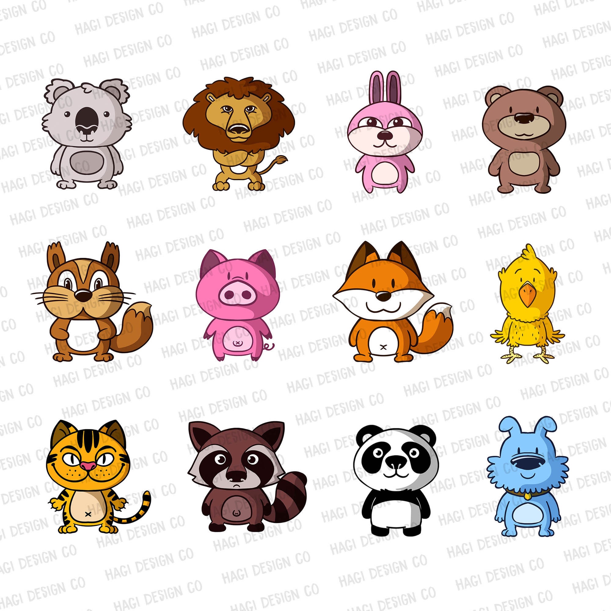 Animal Cliparts Cute Cartoon Animal Character Images - Etsy Animal Cliparts Cute Cartoon Animal Character Images - Etsy