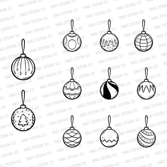 Christmas Ornaments Outline Christmas Ball Drawing Holiday