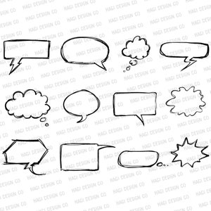 Cliparts de bulle de parole, Noir et blanc, Téléchargement de bulle de pensée, Dessiné à la main, Sketch, Ballons de parole, Chroniqueur de potins, Bulles de bande dessinée, PNG