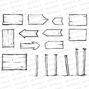 Holz Richtungsschild Cliparts, Skizzenbretter, Holz bordüren PNG, Holzschild Posts, Pfeile, Schilder, Planken, Stangen, Holzbanner Grafik
