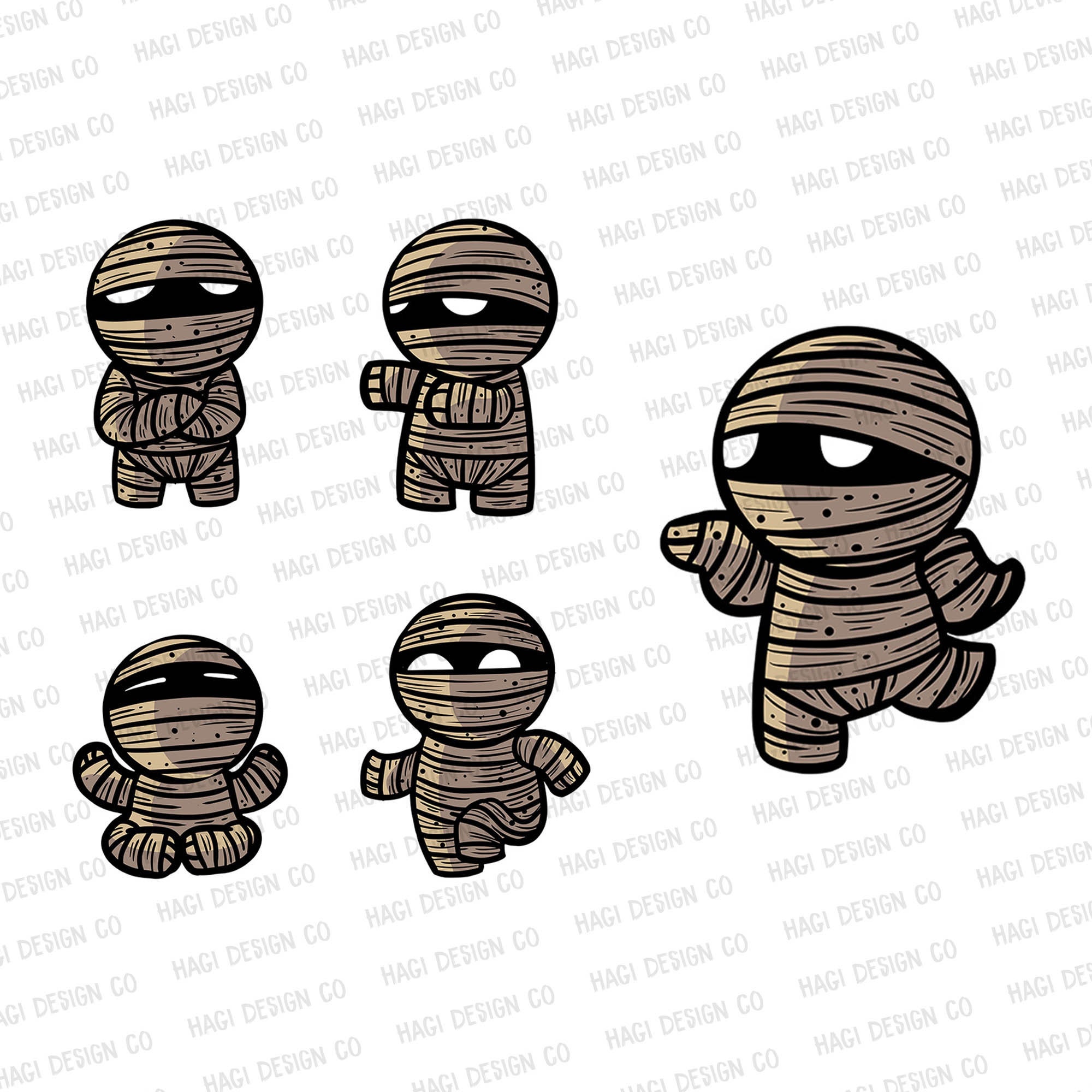 Mummy Cliparts Halloween Character Png Files Cute Cartoon Etsy