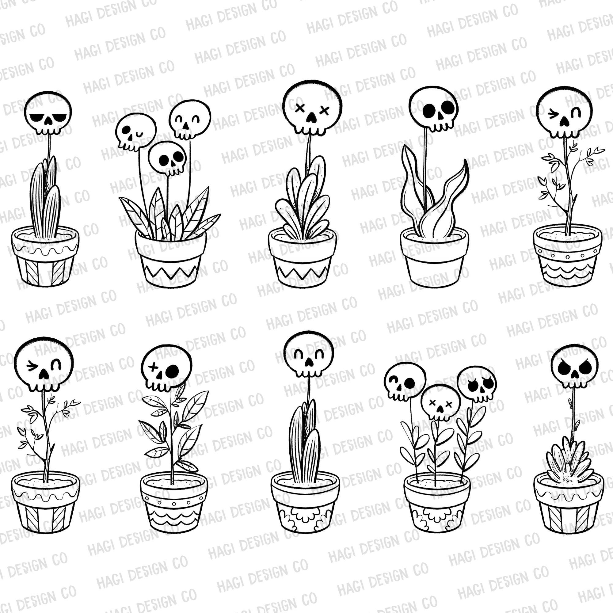 Skull Plant Cliparts Halloween Outlines Cute Cartoon Spooky - Etsy Singapore Skull Plant Cliparts Halloween Outlines Cute Cartoon Spooky - Etsy Singapore