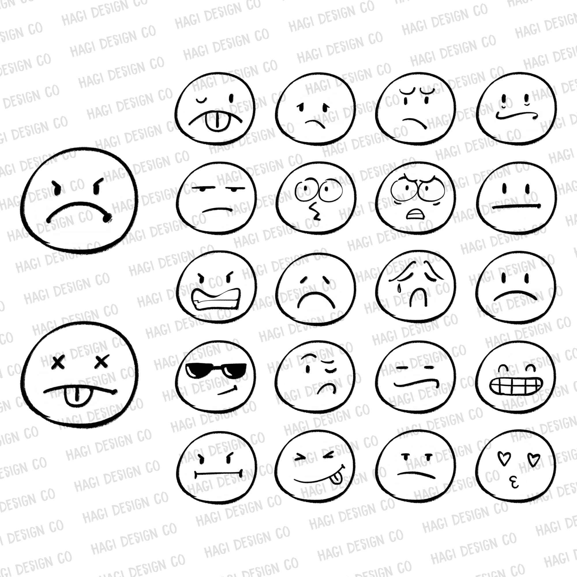 Emoji Cliparts, Emojis noir et blanc, Émotions, Émoticône, Smiley