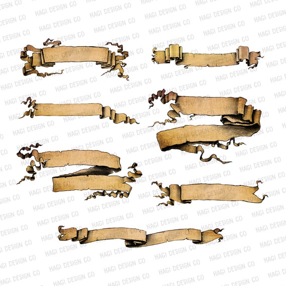 Old Scrolls, Banners, Ribbons, Knots and More. Clipart, Ancient, Pirate,  Paper, Handpainted, Treasure, Vintage, Clip Art, Separate Png, Diy 