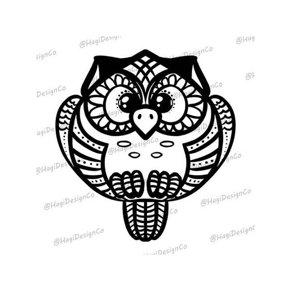 Zentangle Owl Clipart Png Cut Files Digital Animal Print Etsy