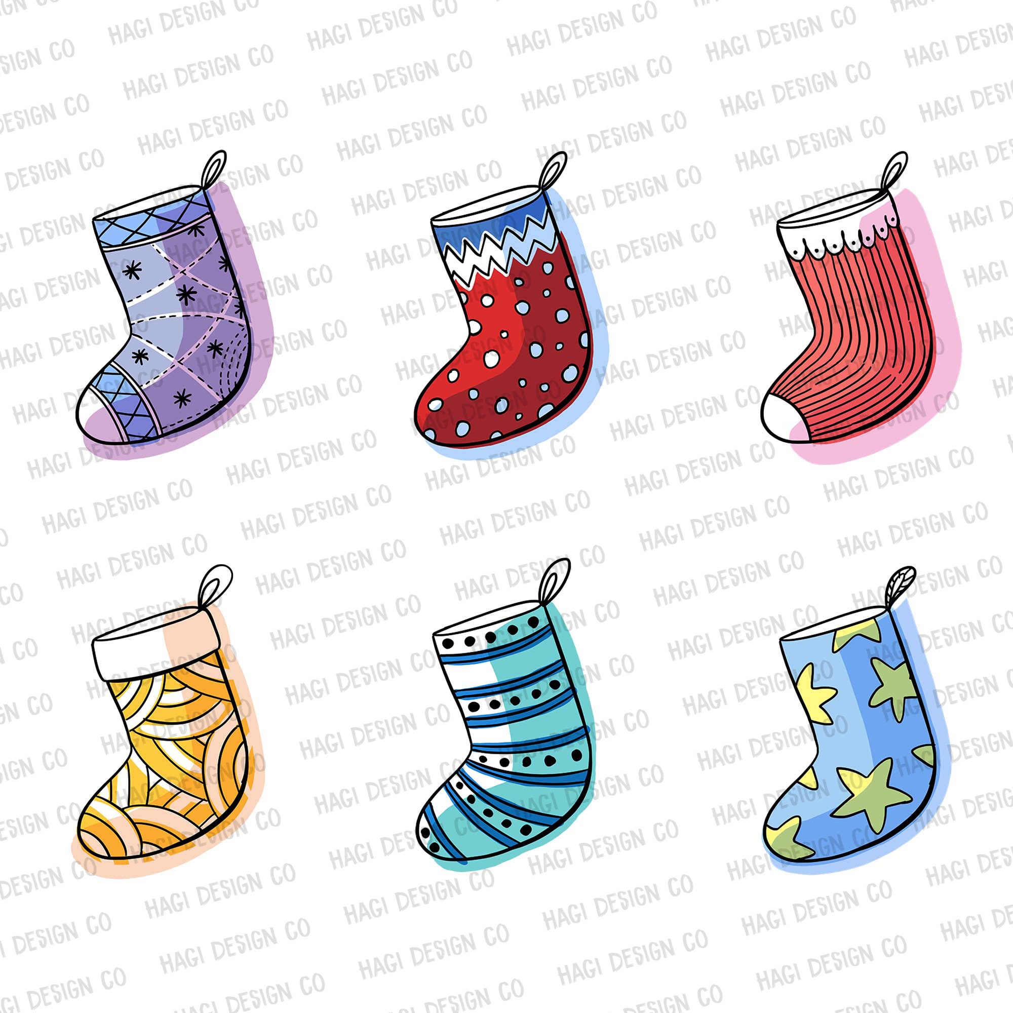 Christmas Socks, Santa Claus face, gift boxes, gift bag Seamless pattern.  Holiday sketch pattern. Hand drawn design for wallpaper, wrapping, print,  manufacturing. Winter repeated background Stock Vector | Adobe Stock