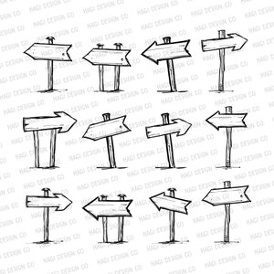 Cliparts de letreros de flecha de madera, Descarga de dibujos animados de letreros de letreros de flechas, letreros de letreros de clip, tableros de madera de bocetos, letreros de orientación