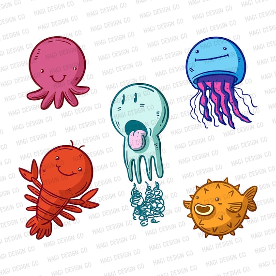 Dibujos animados de animales marinos Cliparts Criatura - Etsy España Dibujos animados de animales marinos Cliparts Criatura - Etsy España