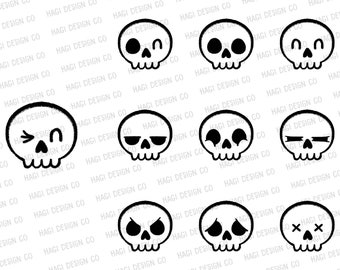 Skull Outlines, Black and White, Cute Cartoon Clip At, Halloween Download, Skull Graphics, Skull Drawing, Skeleton Head Cliparts, Spooky PNG