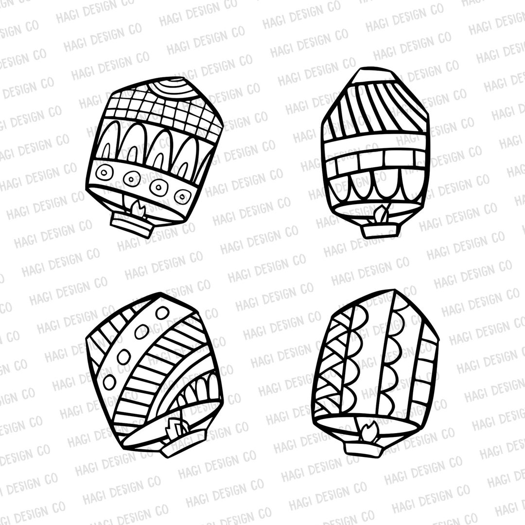 Sky Lantern Svg Png Outlines, Air Vehicle, Hot Air Balloon, UFO