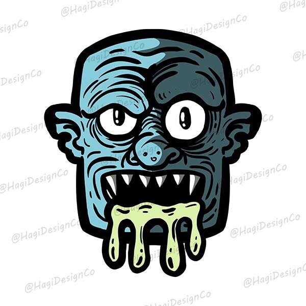 Drooling Zombie Clipart PNG Archivos Impresión digital de Etsy