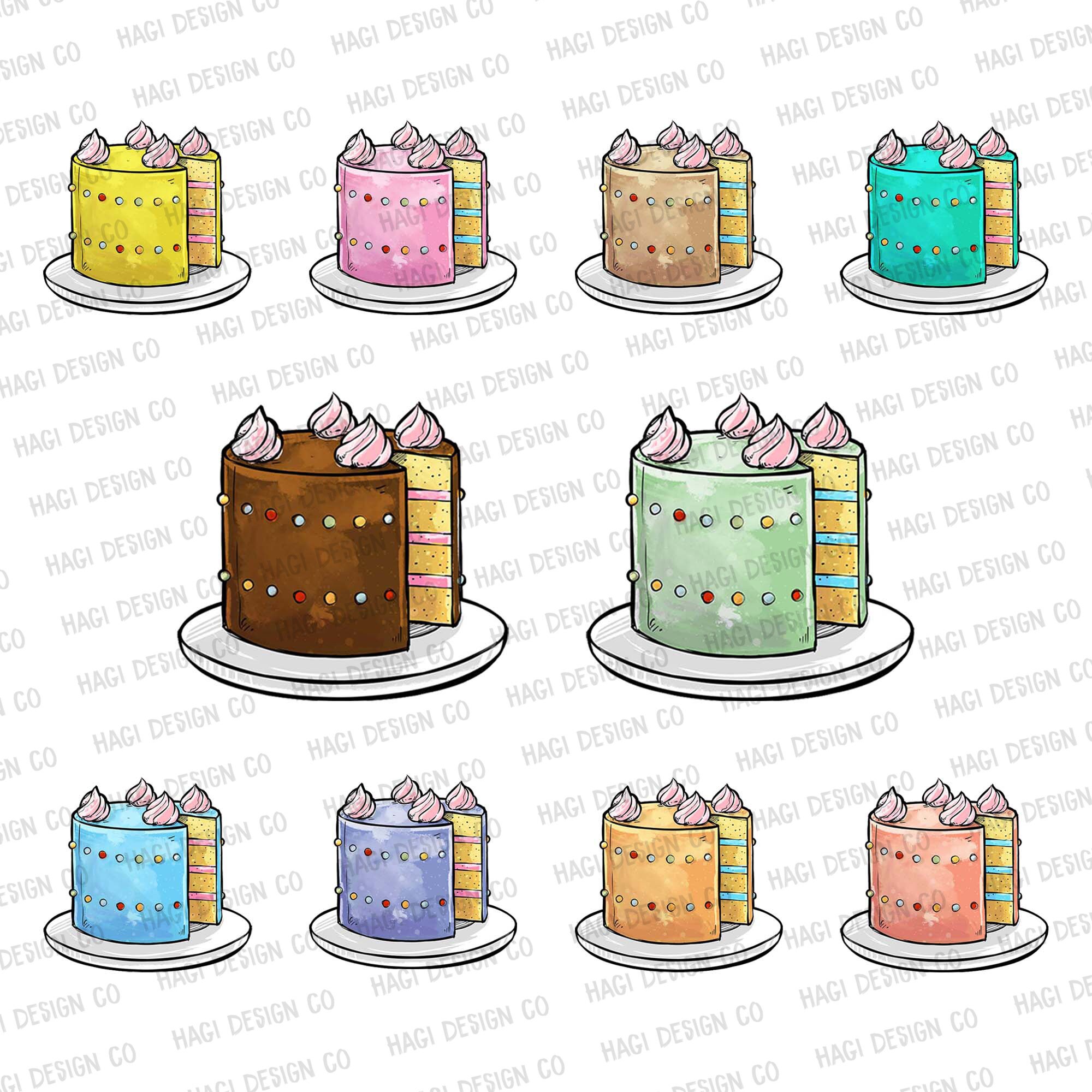 Digital Detailed Line Art Cake and Cupcakes Stock Illustration   Illustration of dessert food 113792531