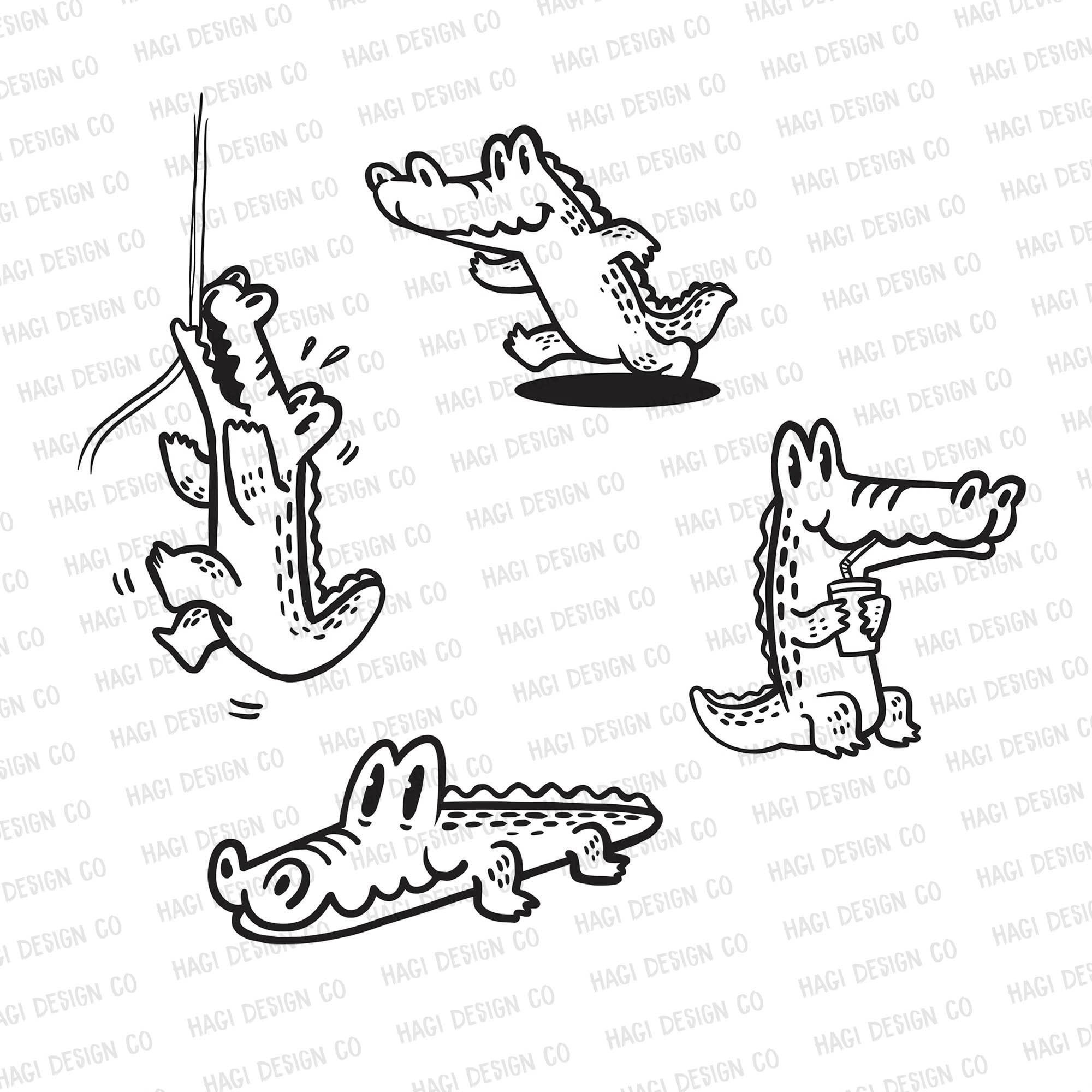 Crocodile Outlines Alligator Clipart PNG Files Digital - Etsy