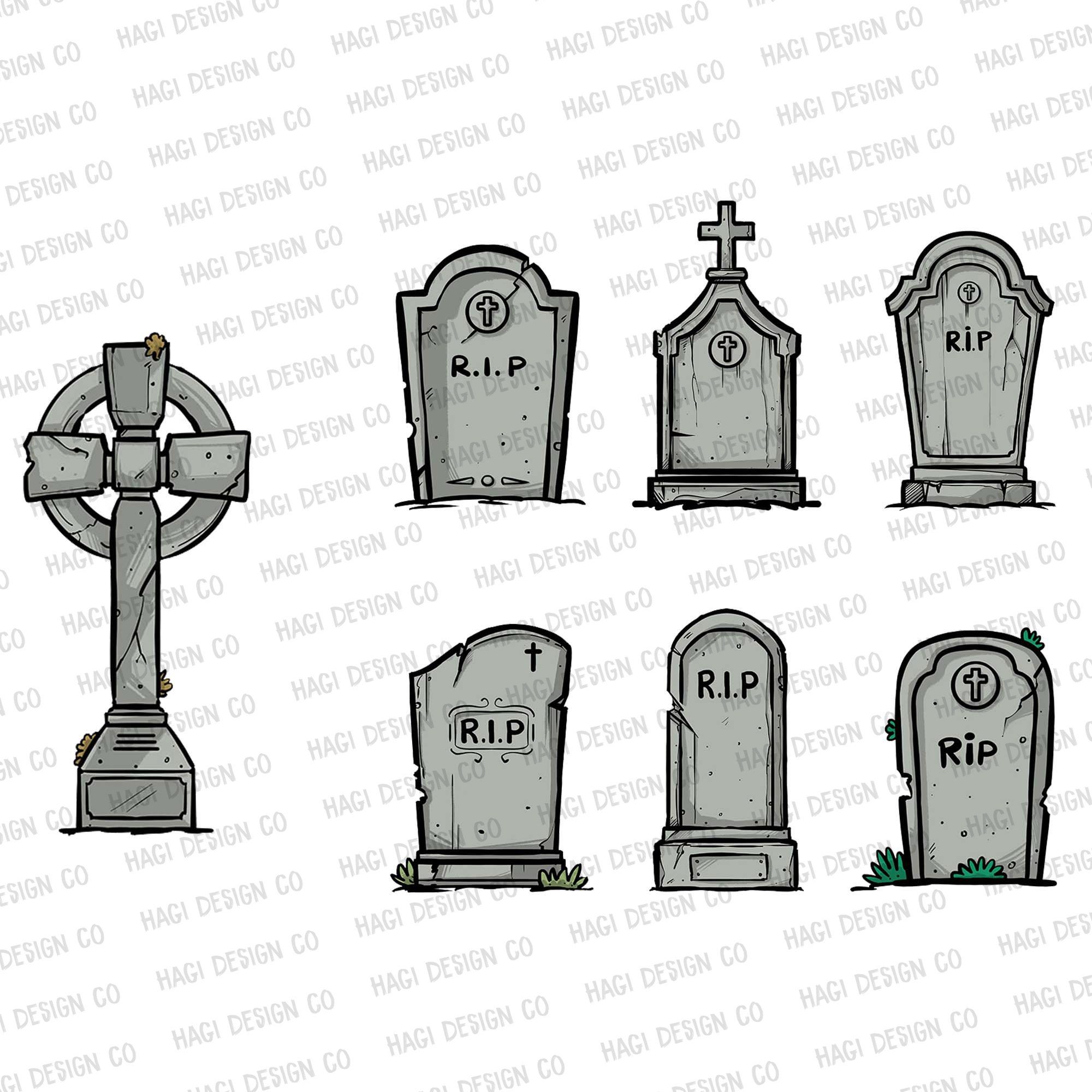 Sketch Tombstone Cliparts, Halloween Graphics, Grave, Cemetery, Tomb