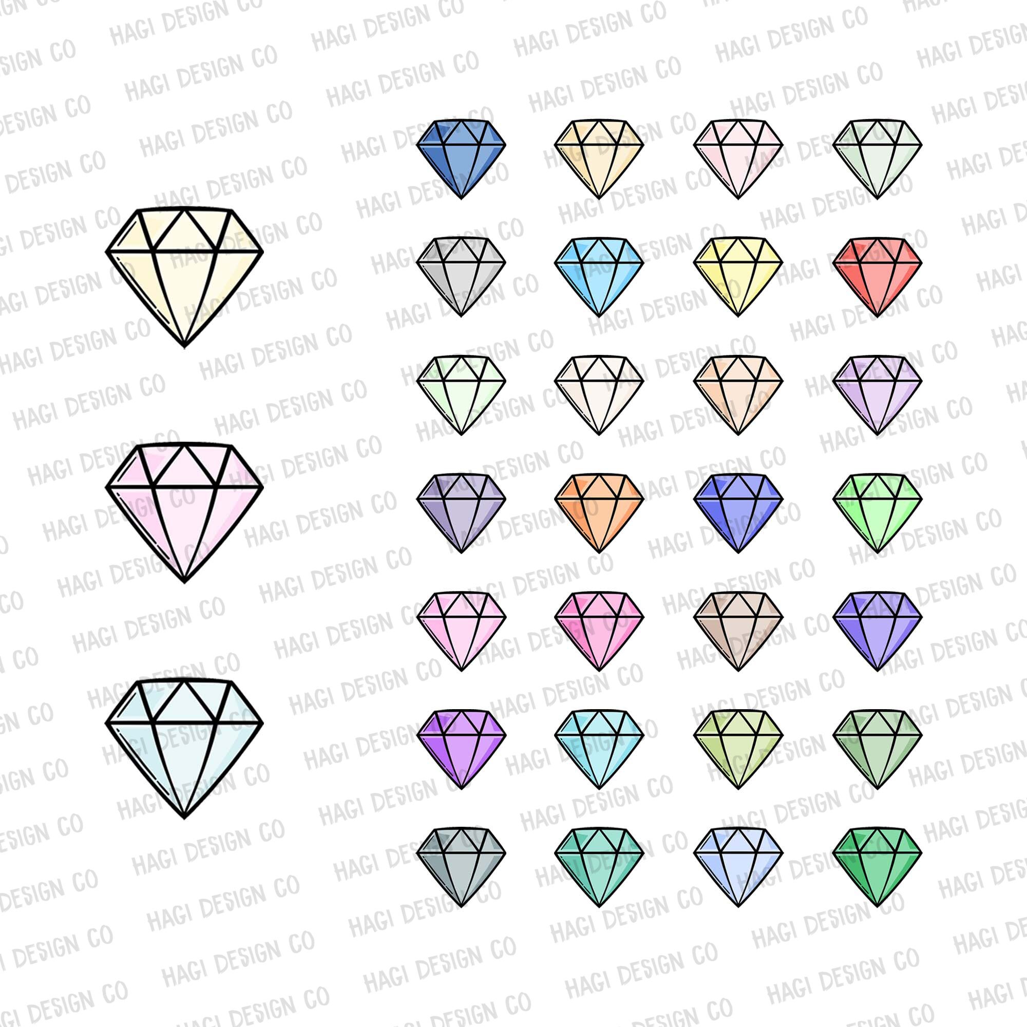 Diamonds Clipart, Digital Graphics PNG, Gemstone Geometric Engagement