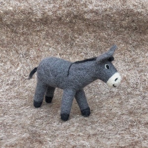 Felt figure donkey medium-sized made of 100% wool felted, felt animal Christmas