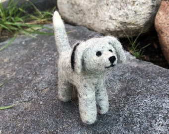 Felt figure dog made of 100% wool, gray