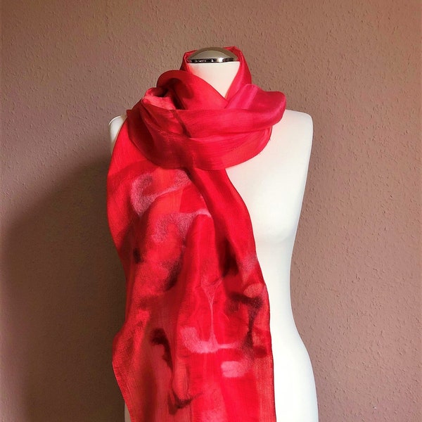 Silk scarf "Abendrot" made of silk with a wool pattern