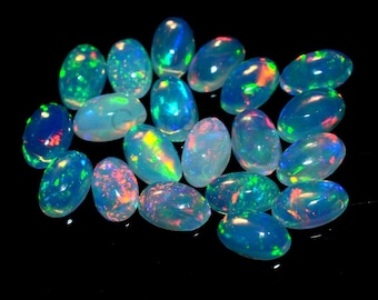 Amazing Quality Natural Ethiopian Opal Roundel Loose Beads 25 Pieces Mix Size Size Welo Fire Opal Loose Beads Opal gemstone