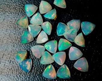 FOR ONE Welo opal calibrated size Opal Cabochon Trillion AAA quality Multi Fire Opal Loose Gemstone 6mm Ethiopian Opal Trillion Cabochon