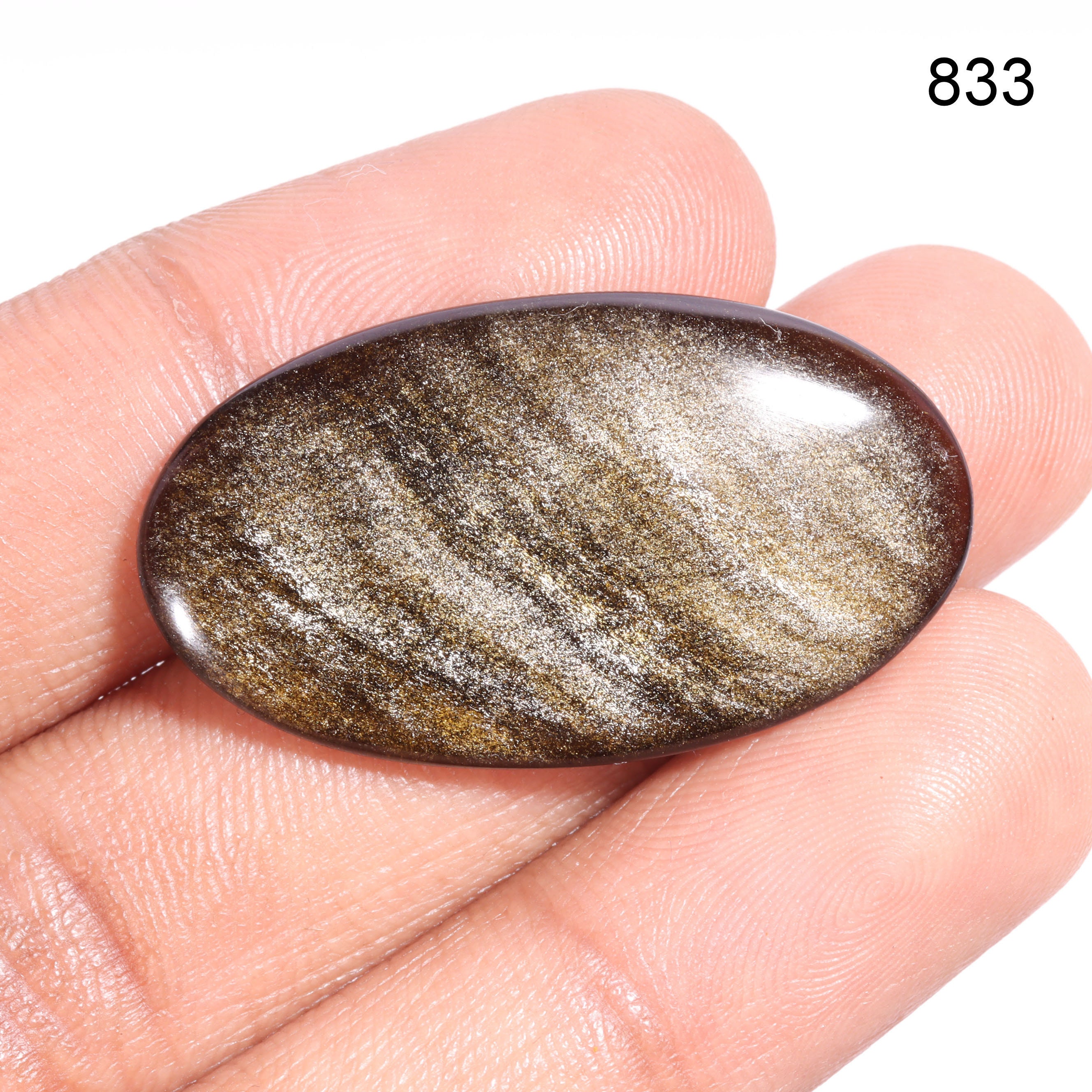 天然の黄金の輝きの黒曜石カボション - 滑らかな黄金の輝きの黒曜石