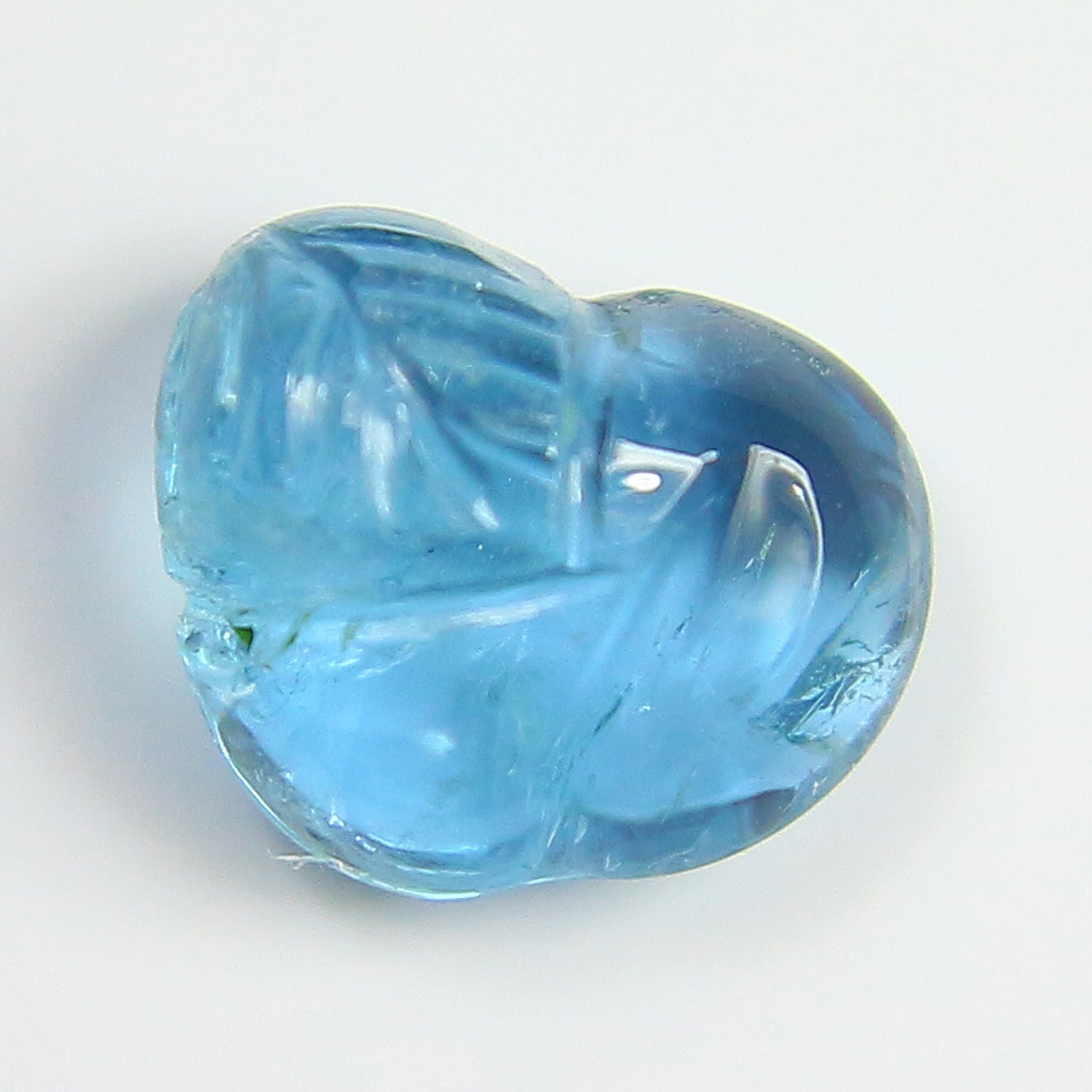 4.44カラット 9.5x11.5 MM - 天然アクアマリン彫刻 - アクアマリン彫刻