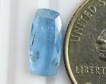 Gema de aguamarina facetada - Corte octogonal de 6 x 12 mm, piedra azul natural