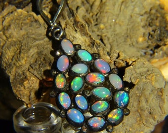 Ethiopian Opal Cabochon Pendant: Handmade 925 Sterling Silver