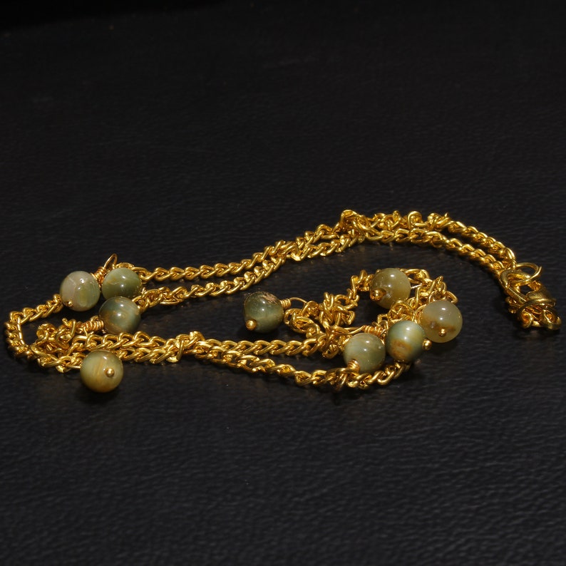 Natural Balls Necklace 925 Silver Necklace 14k Gold Filled Smooth Cat/'s Eye Smooth Balls Necklace Natural Cat/'s Eye Necklace