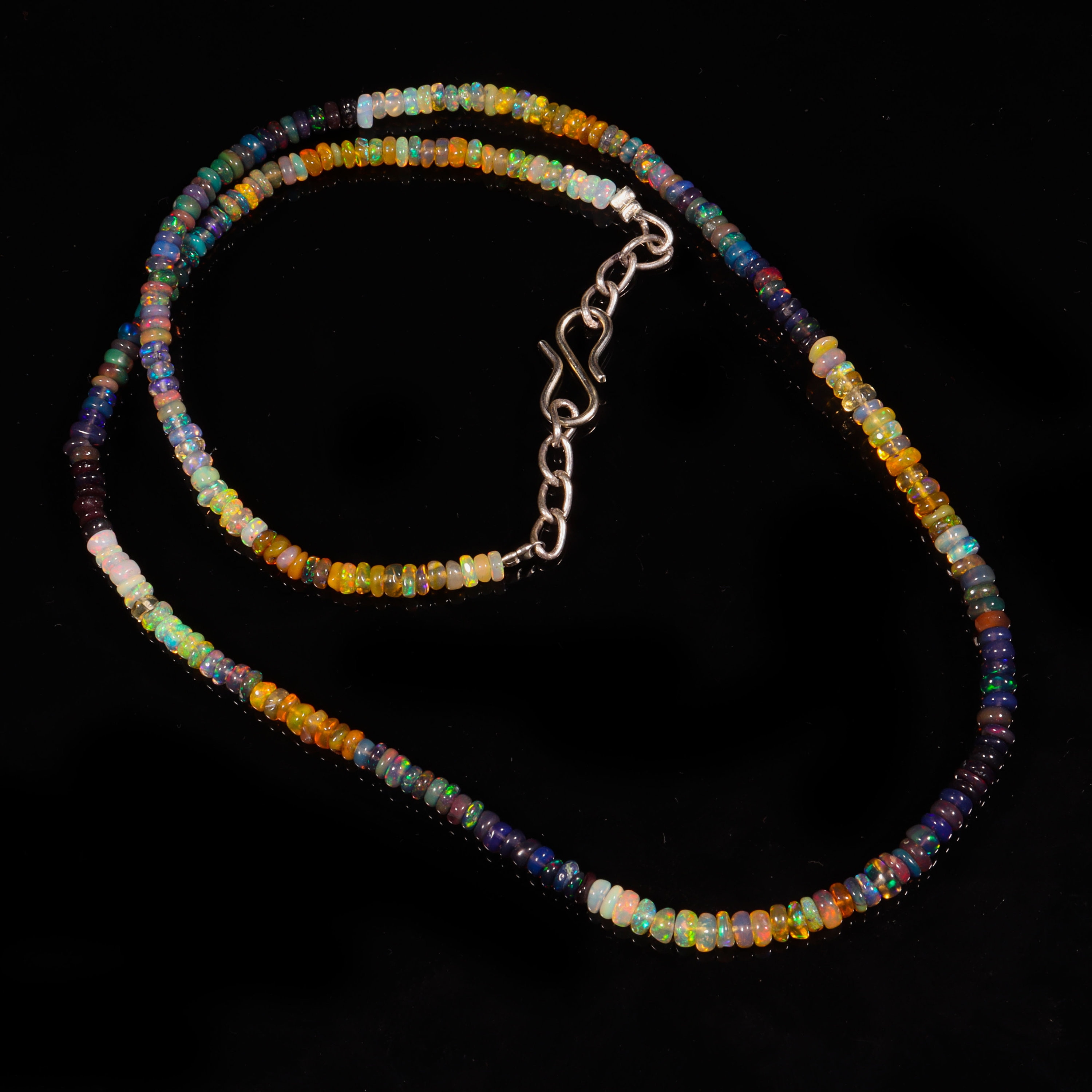 愛らしいオパールネックレス、天然エチオピア産ファイヤーブラック