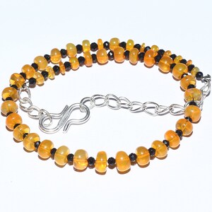 Gelbes Opal Armband, äthiopisches Opal Armband, schwarzes Spinell Armband, Perlen Armband, Spinell Armband, gelber Opal, echtes Armband