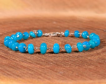 Paraiba Ethiopian Opal Bracelet, Smooth Opal Bracelet, Handmade Opal Bracelet, October Birthstone, Beaded Opal, Link Chain Bracelet, Opal