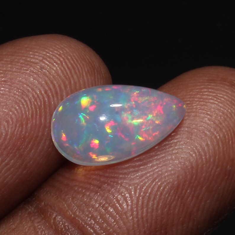 Pear Shape Cabochon Welo Fire Opal Gemstone 7.5x13 MM Natural Ethiopian Opal Cabochon Loose Gemstone Cabochon Opal Cabochon
