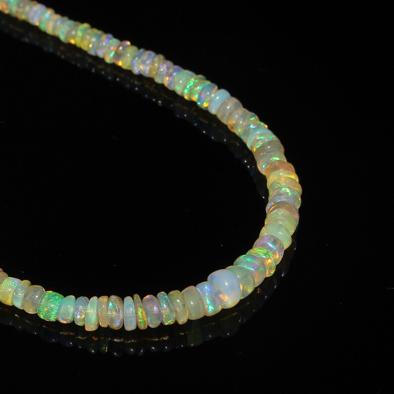 30 Carat 17 Smooth Beads Necklace Ethiopian Opal Beads Rainbow Fire Opal Natural Ethiopian Welo Fire Smooth Opal Beads Necklace