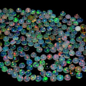 2MM Natural Ethiopian Opal Cabochon - Welo Fire Opal Gemstone - Opal Cabochon - Gemstone Cabochon - Round Shape 5 Pieces