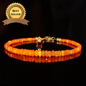 Natural Orange Ethiopian Opal Faceted Gift Bracelet - Faceted Opal Bracelet -Handmade Opal Bracelet - Handmade Opal Jewelry - Opal Bracelet