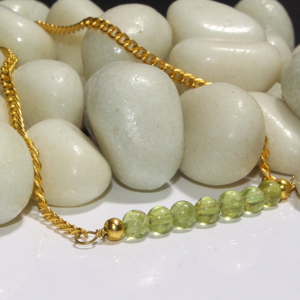 Natural Green Peridot Necklace - Peridot Balls - Choker Necklace - Peridot 14k Gold Filled - Sterling Silver - Peridot Silver Necklace