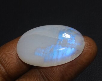 29,25 carats - Cabochon de pierre de lune arc-en-ciel naturel - Pierres précieuses arc-en-ciel - Cabochon de forme ovale en pierre de lune - Pierres précieuses en vrac - Cabochon fait main