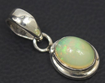 Ethiopian Silver Pendant - Natural Ethiopian Fire Opal Pendant - Opal Pendant - Gemstone Pendant - Black Rhodium Pendant - Zircon Pendant