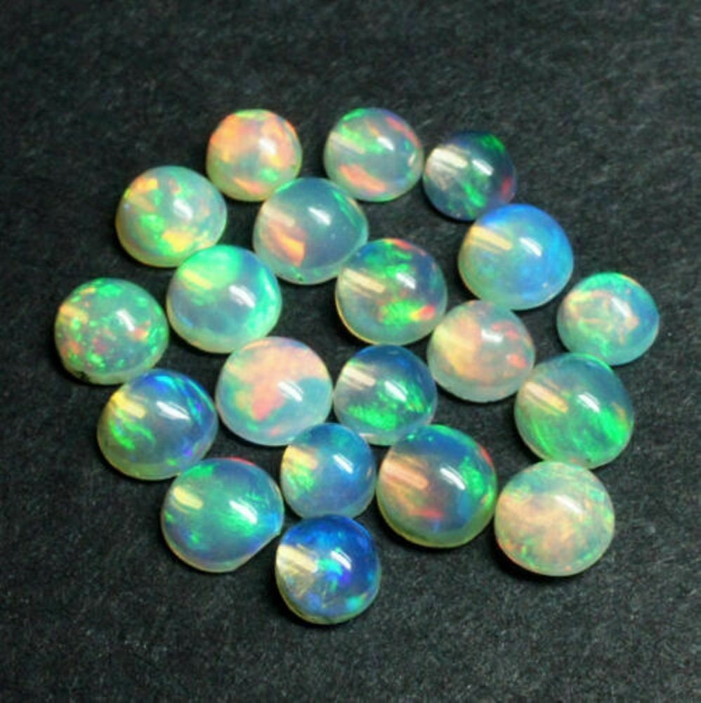 Opale Naturelle D'Éthiopie 2.12ct - Cabochon Galaxy Pattern, Bleu-vert, Sans Traitement