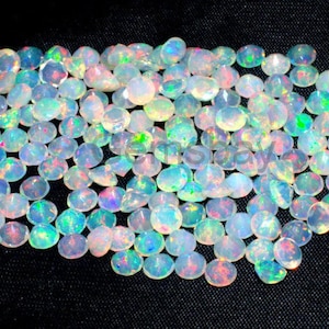 Natural Ethiopian Opal Faceted - Welo Fire Opal Gemstone - Opal Cut Stone - Loose Gemstone Faceted - 5x5 MM Round 5 Pieces Faceted Stone