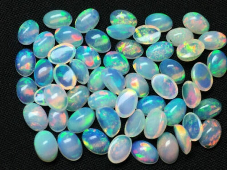 4x6 MM Natural Ethiopian Opal Cabochon Loose Gemstone Cabochon Opal Oval Shape Cabochon Stone Opal Cabochon Welo Fire Opal Gemstone