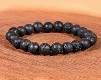 Perle Di Roccia Di Lava Naturale Braccialetto Dellalbero Della - Foto 11