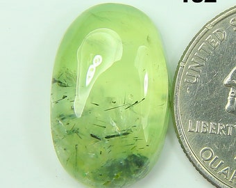 Cabujón de prehnita verde natural – Piedra preciosa suelta hecha a mano