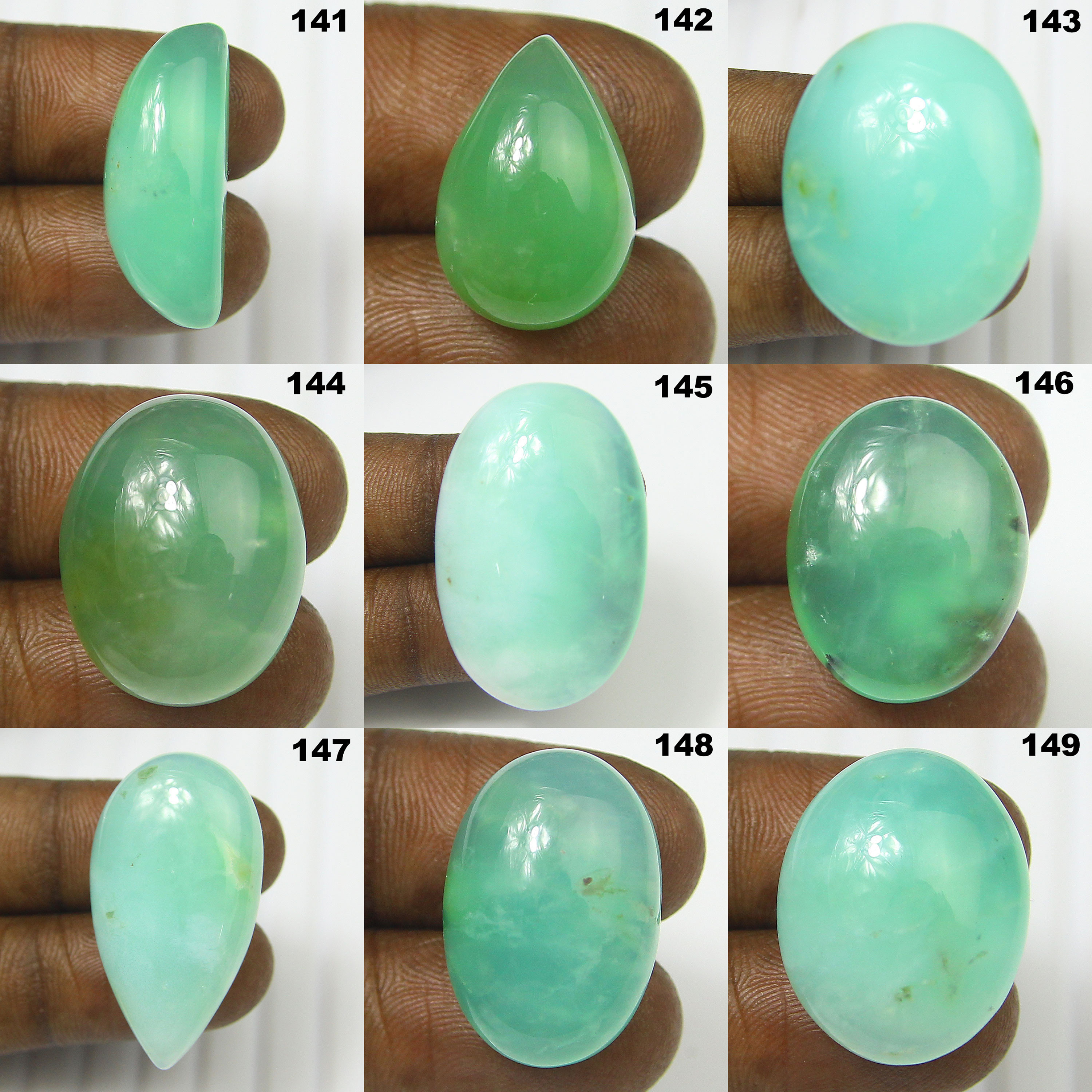 Loose Chrysoprase Rose Cut Cabochons Graduated Green Colours and ...