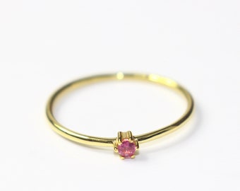 Natural Ruby Ring - 14k Gold Ring - Gemstone Ring - Solitaire Ring - Prong Ring - Gold Ring -Handmade Ring - Ruby Jewelry - Dainty Ring Ruby