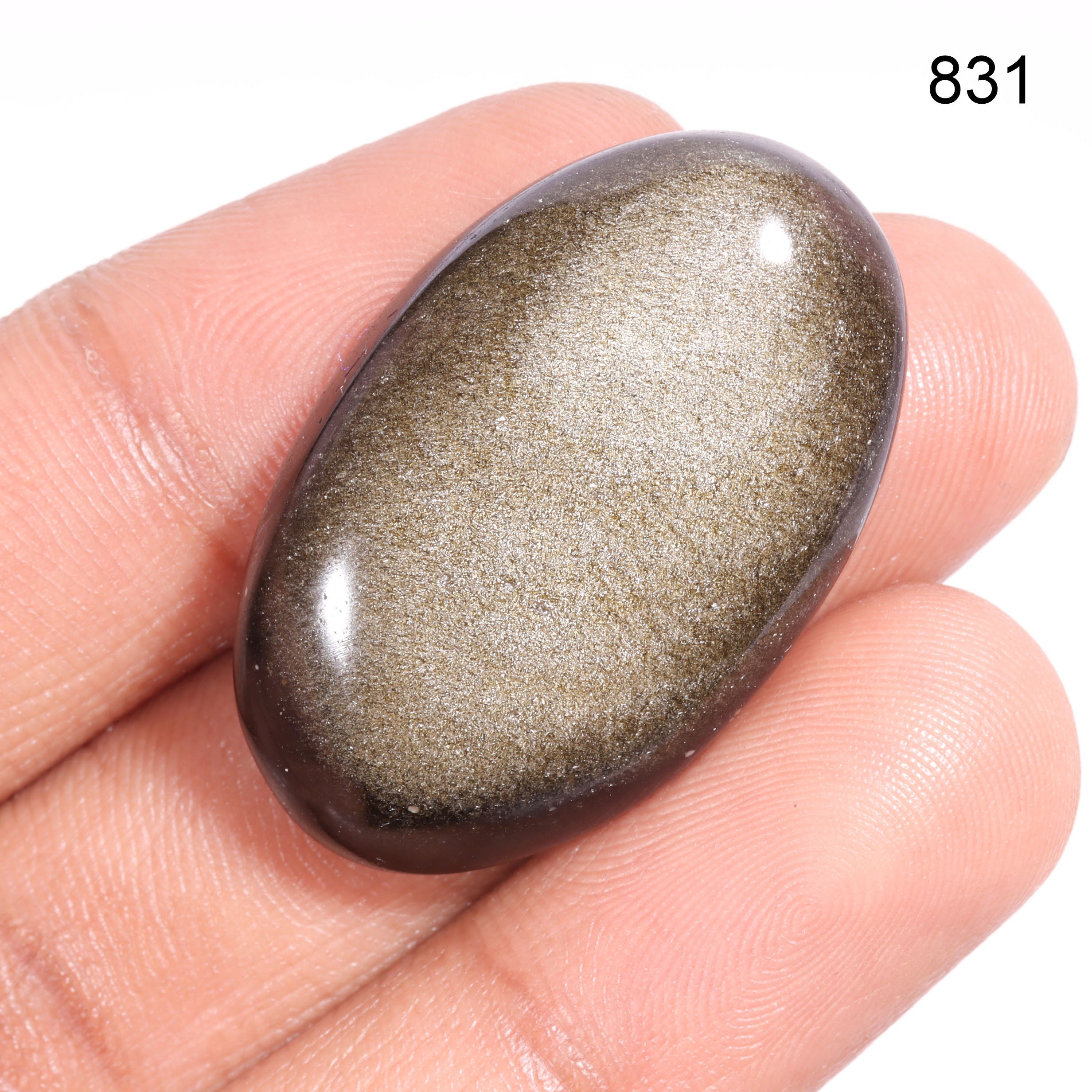 天然の黄金の輝きの黒曜石カボション - 滑らかな黄金の輝きの黒曜石