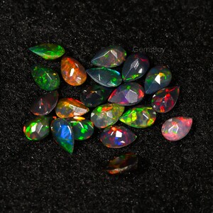 5x3 MM Opal, Top Grade Opal, Natural Ethiopian Black Faceted Opal, Welo Fire Opal Faceted, Faceted Opal Gemstone, Pear Shape, Opal Jewelry