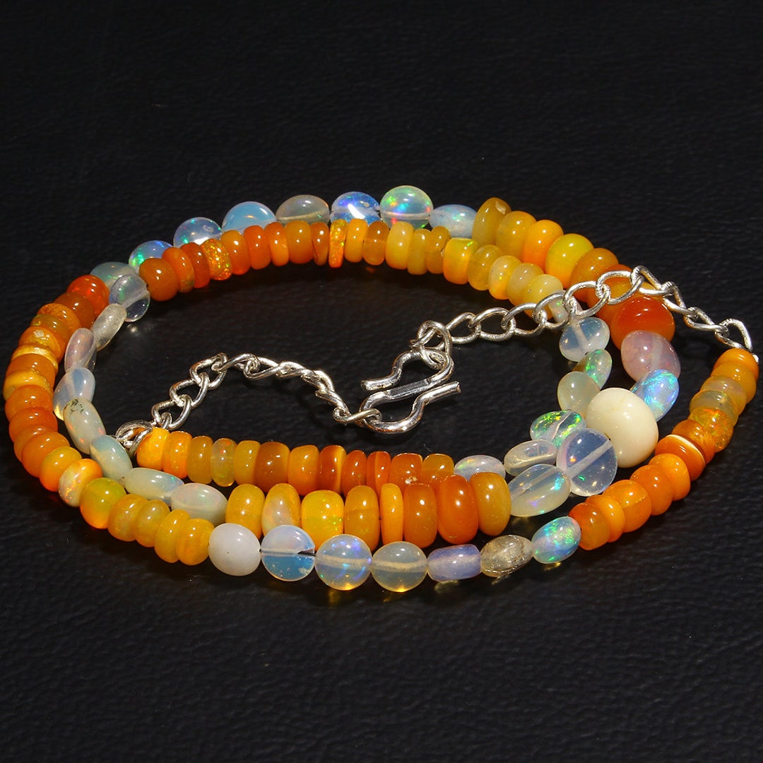 55 Carat 16 Natural Ethiopian Fire Opal Beads Necklace - Etsy